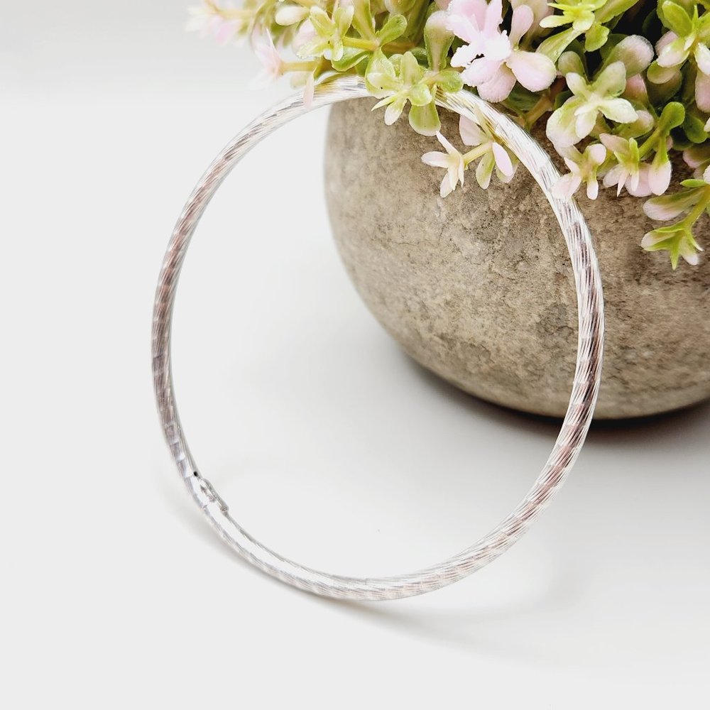 Textured Twisted Rope Italy 925 Sterling Silver Minimalist Bangle Bracelet